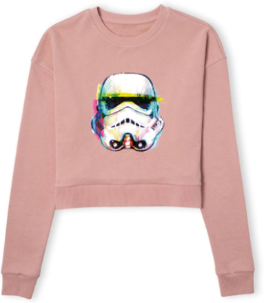 Star Wars Stormtrooper Paintbrush Women's Cropped Sweatshirt - Dusty Pink - L - Dusty pink