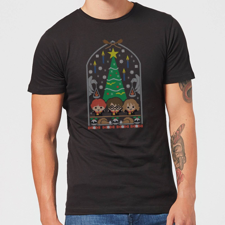 Harry Potter Hogwarts Tree Men's Christmas T-Shirt - Black - M