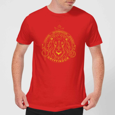 Harry Potter Gryffindor Lion Badge Men's T-Shirt - Red - S - Red