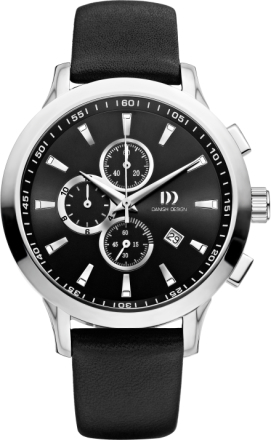 Danish Design IQ13Q1057 Horloge titanium-leder zilverkleurig-zwart 45 mm