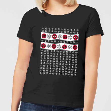 Marvel Deadpool Snowflakes Women's Christmas T-Shirt - Black - L - Black