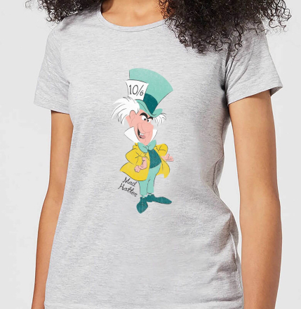 Disney Alice In Wonderland Mad Hatter Classic Women's T-Shirt - Grey - L