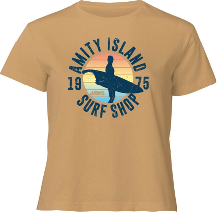 Jaws Amity Surf Shop Women's Cropped T-Shirt - Tan - L - Tan