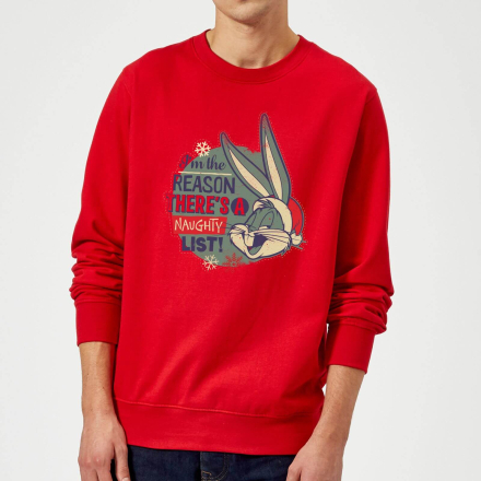 Looney Tunes I'm The Reason There Is A Naughty List Christmas Jumper - Red - S