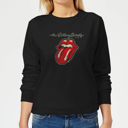 Rolling Stones Plastered Tongue Women's Sweatshirt - Black - S