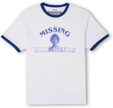 Stranger Things Will Byers' Search Party Unisex Ringer T-Shirt - White / Blue - M - White / Blue