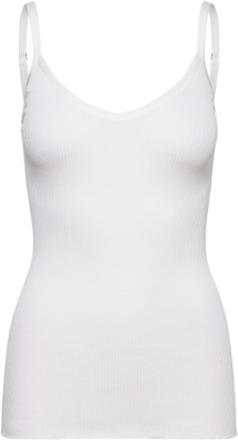 Rwbelle Sl V-Neck Elastic Top Tops T-shirts & Tops Sleeveless White Rosemunde