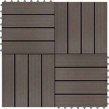 vidaXL Terrassebord 22 stk 30x30 cm 2 kvm WPC mørkebrun