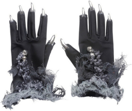 Svarte Handskar med Silverfärgade Nitar och Bjällror