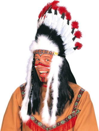 Indian Huvudplagg med Svarta, Vita och Röda Fjädrar