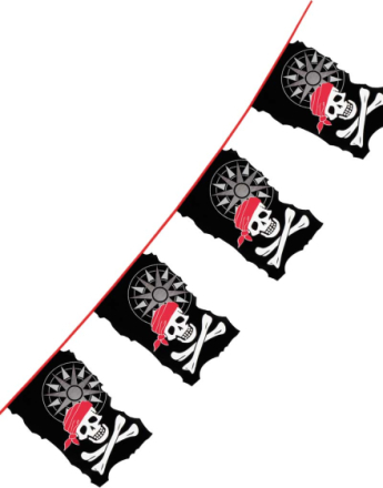 10 Meter Lang Piratbanner med Flagg - Pirates of the Seven Seas