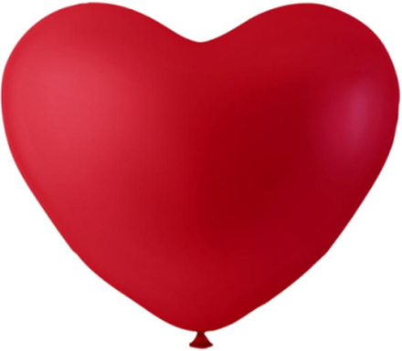 100 stk 25 cm - Hjerteformede Røde Ballonger