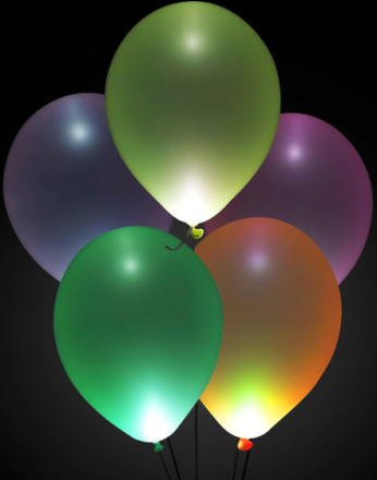 5 st LED Ballonger i Blandade Färger 25 cm