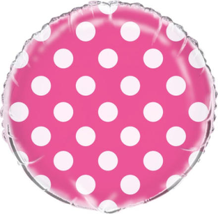 Rosa Folieballong med Vita Polka Dots 45 cm