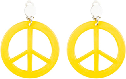 Gula Peacetecken Hippieörhängen med Clips