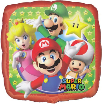 Stor Folieballong 43x43 cm - Super Mario Party
