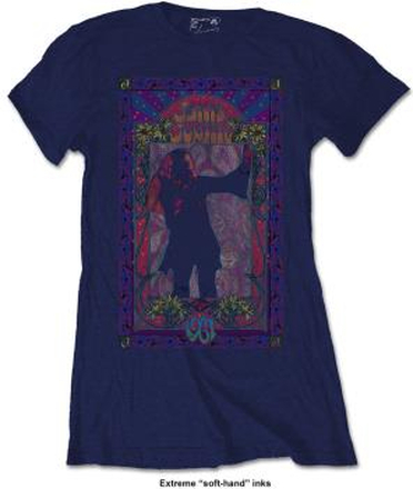 Janis Joplin: Ladies T-Shirt/Paisley & Flowers Frame (Soft Hand Inks) (Large)
