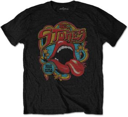 The Rolling Stones: Unisex T-Shirt/Retro 70s Vibe (Soft Hand Inks) (Large)