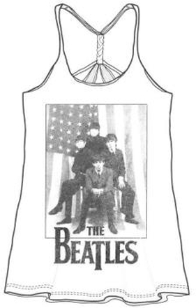 The Beatles: Ladies Vest T-Shirt/Stars & Stripes (Baby Doll) (Medium)