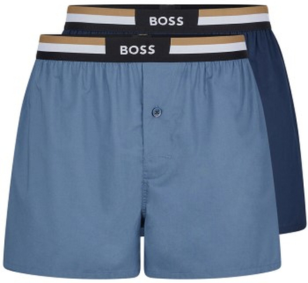 BOSS 2P Woven Boxer Shorts With Fly Blå/Lysblå bomull Medium Herre