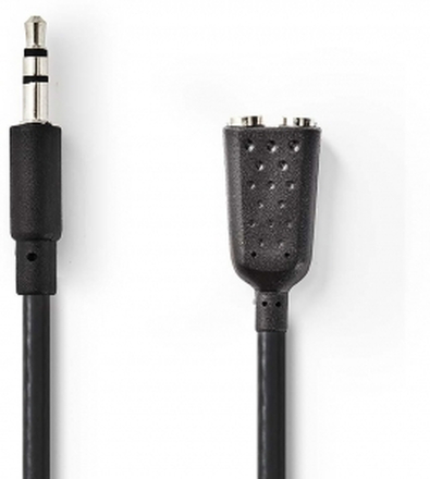 Stereo Audio kabel | 3.5 mm Hanstik | 2 x 3.5 mm Hunstik | Nikkelplateret | 0.20 m | Runde | Sort |