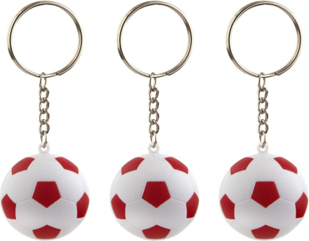 15x Stressballen sleutelhangers voetbal rood/wit 4 cm