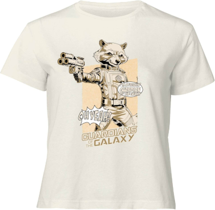 Guardians of the Galaxy Rocket Raccoon Oh Yeah! Women's Cropped T-Shirt - Cream - S