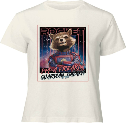 Guardians of the Galaxy Glowing Rocket Raccoon Women's Cropped T-Shirt - Cream - L