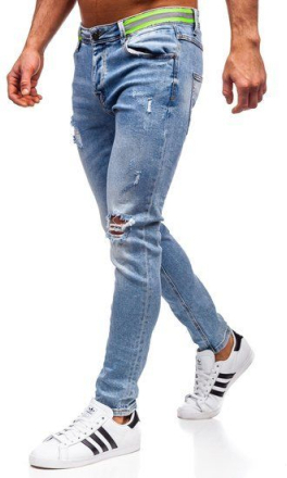 Spodnie jeansowe męskie skinny fit granatowe Denley KA1733