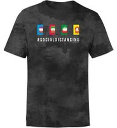 South Park Social Distancing Unisex T-Shirt - Black Tie Dye - L - Black Tie Dye