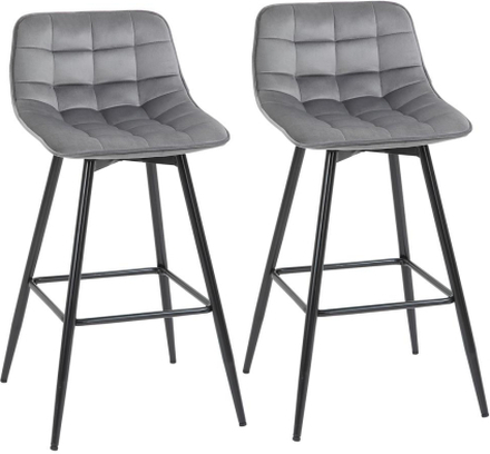 Set 2 sgabelli da bar sedie imbottite stile nordico velluto grigio