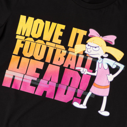 Nickelodeon Hey Arnold Move It Football Head Women's T-Shirt - Black - S