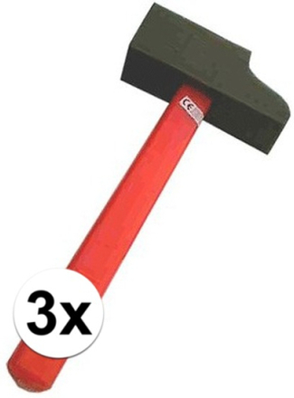 3x Decoratie hamer met schuimkop