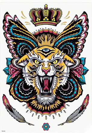 HEL RYGGTAVLA! Tillfällig Tatuering 48 x 34cm - tiger