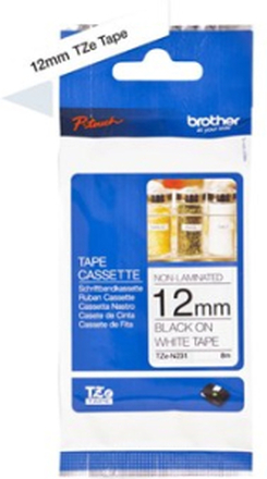 Brother Tape Tze-n231 12mm Black/white Non Laminated