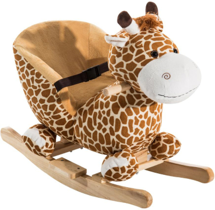 Dondolo in legno giraffa per bambini in morbido peluche con suoni