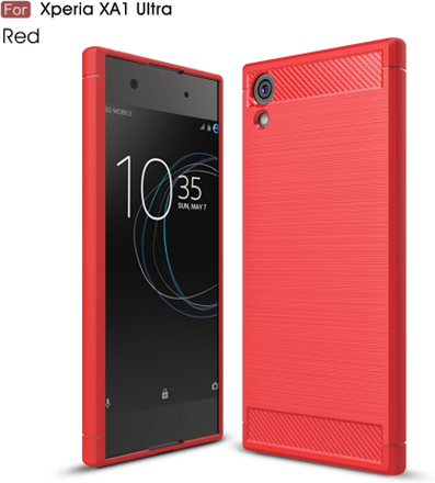 Sony Xperia XA1 Ultra Hülle - Carbonfaser SoftCase - rot