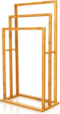 Handdukstork med 3 stycken handduksstänger 42 x 80 x 24 cm trappdesign bambu