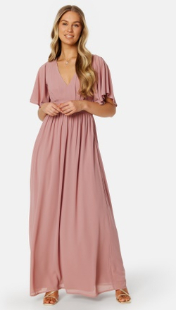 Bubbleroom Occasion Butterfly sleeve chiffon gown Dusty pink 42