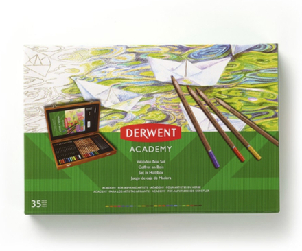 Derwent Academy Färgpennor i presentbox i trä