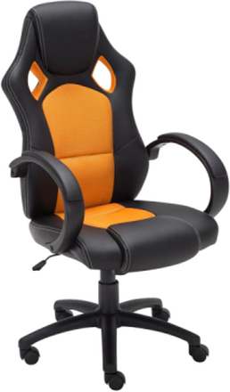 Gamer kontorstol Classic Orange/Sort PU-læder - op til 120 kg