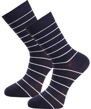 Trofe Bamboo Small Stripe Socks Strømper 2P Marineblå Str 35/38 Dame