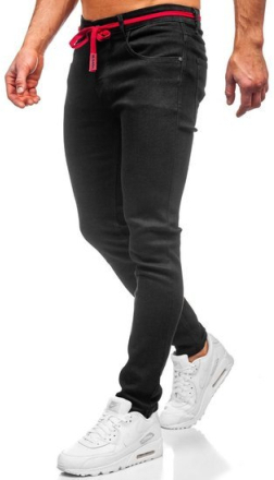 Czarne jeansowe spodnie męskie skinny fit Denley KX557