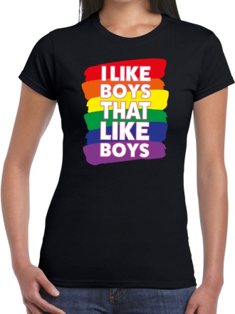 Gay pride I like boys that like boys shirt zwart dames