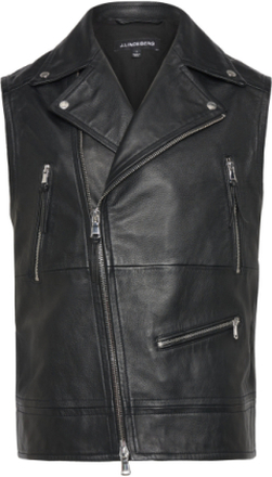 Barrett Leather Biker Vest Designers Jackets Leather Black J. Lindeberg