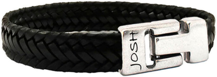 JOSH 24825-BRA-S-BL Armband leder zwart-zilverkleurig 15 mm 21 cm