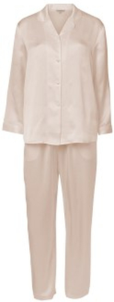 Lady Avenue Pure Silk Basic Pyjamas Pärlvit silke Small Dam