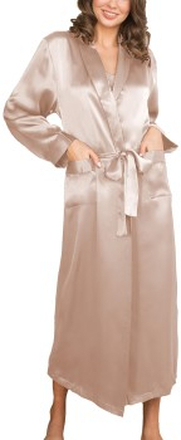 Lady Avenue Pure Silk Long Robe Perlhvid silke Medium Dame