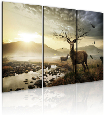Canvas Tavla - Deer with a tree-like antlers - 120x80