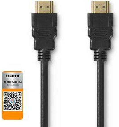 Nedis Premium High Speed --HDMI - kabel med Ethernet | HDMI- Kontakt | HDMI- Kontakt | 4K@60Hz | 18 Gbps | 5.00 m | Rund | PVC | Svart | Plastpåse